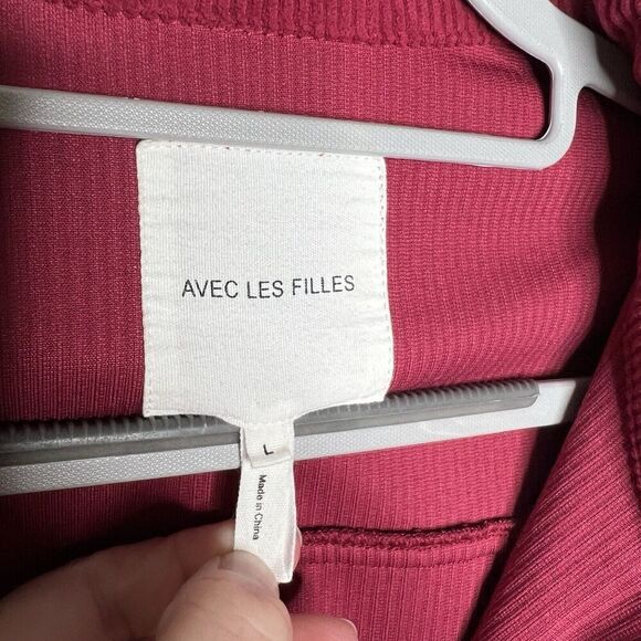 Avec Les Filles Jacket Shirt Shacket Red Corduroy Size L Button Front Boxy - Picture 6 of 12